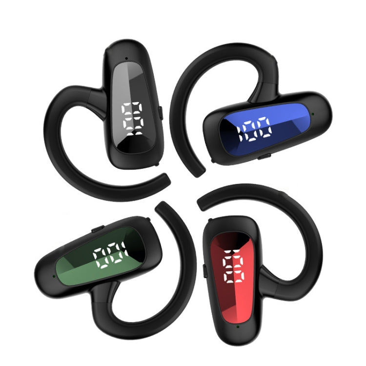 Écouteurs stéréo Bluetooth à affichage numérique Bone Conduction Concepts, style : mono-oreille, double oreille avec chargeur.